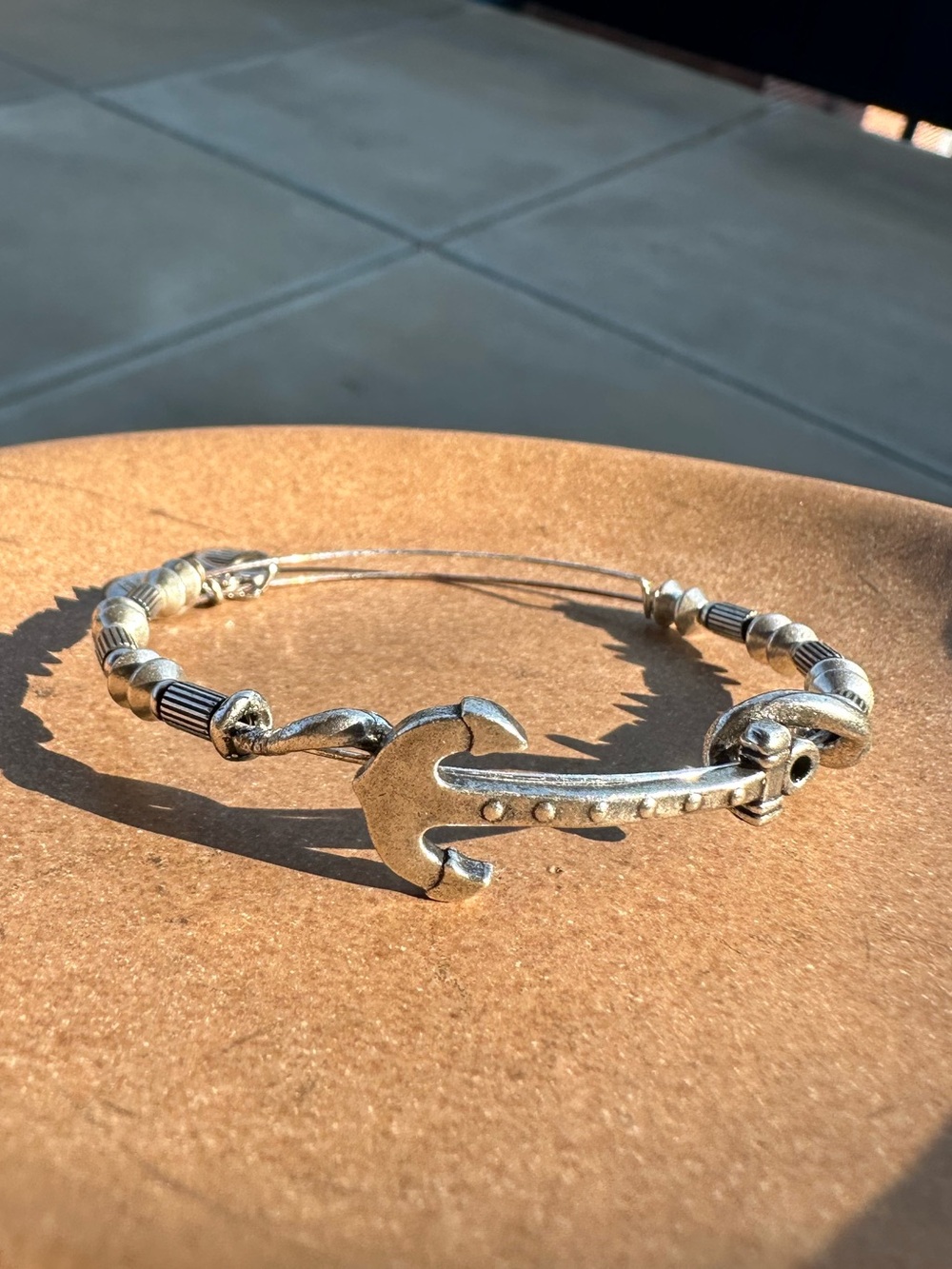 Alex and Ani Silver Anchor Hook Expandable Bracelet